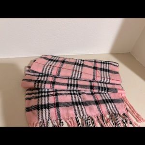Designer style plaid fringe scarf